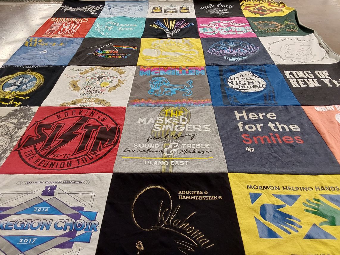T-shirt quilt from plano east high school by Laurel from TX
