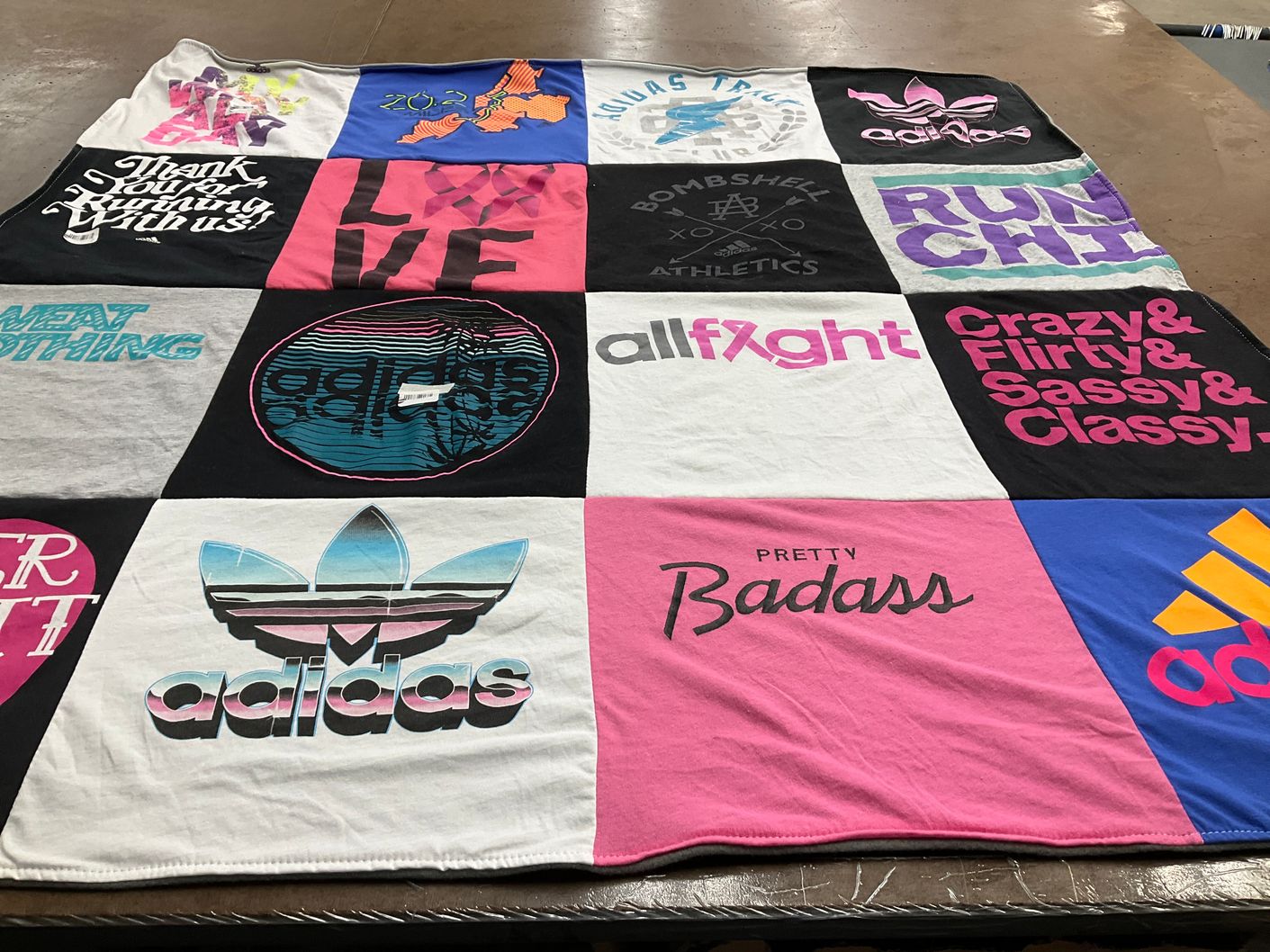 T-shirt quilt with athletics themes by Jessica from GA