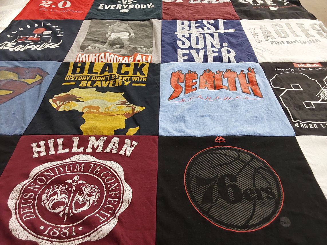 T-shirt quilt featuring philadelphia eagles, seattle seahawks by Sarica from WA