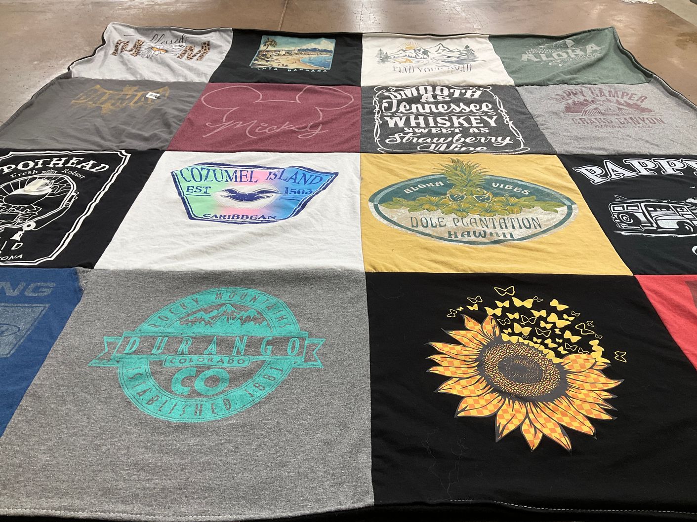 T-shirt quilt with travel, nature themes by Mike from AZ
