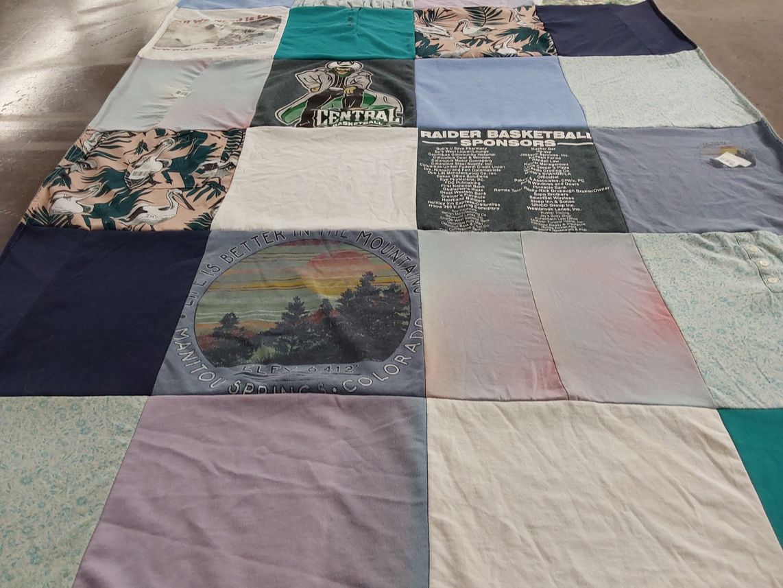 T-shirt quilt featuring central high school raiders by Timothy from NE