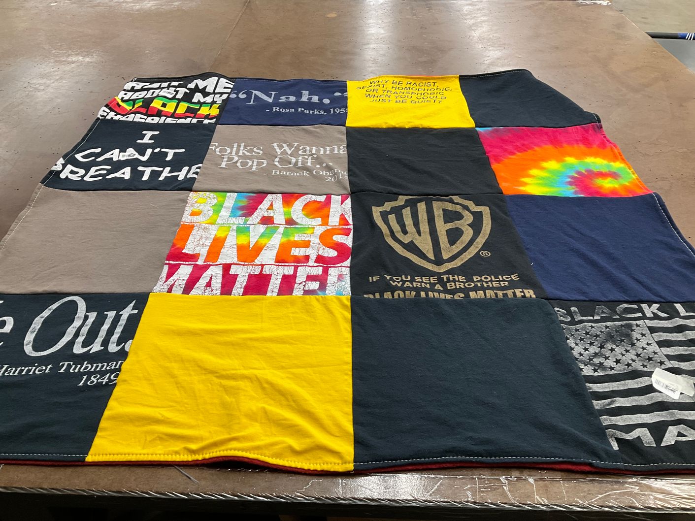 T-shirt quilt with social justice, activism themes by Tiffany from MD