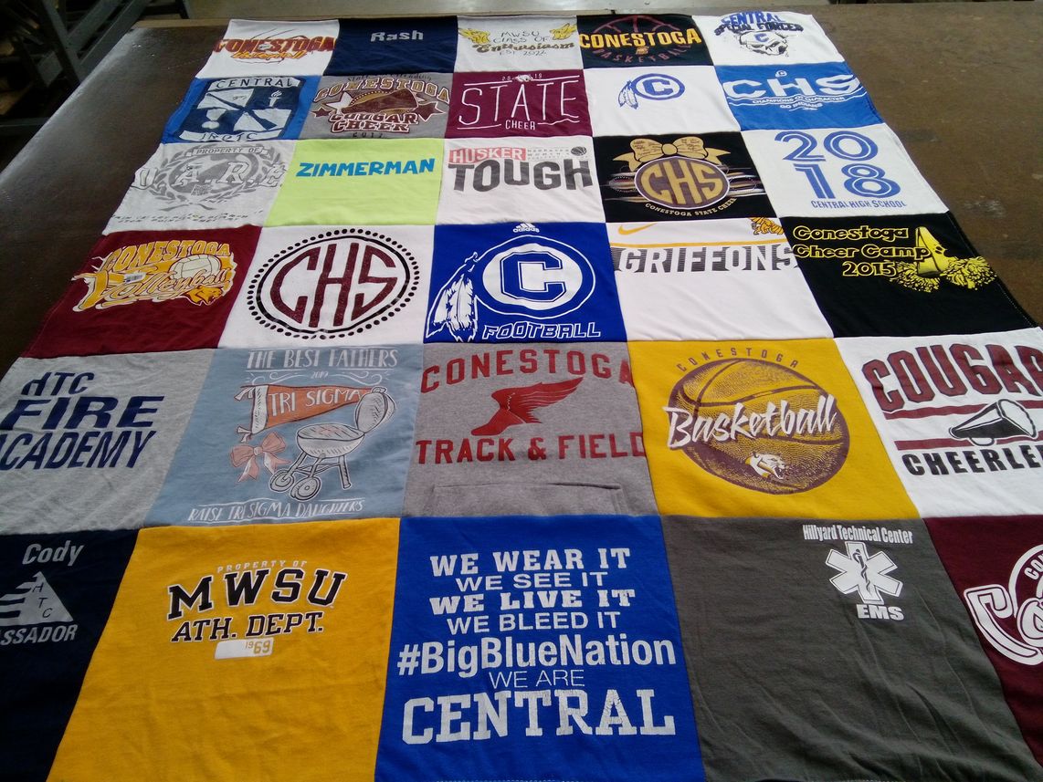 T-shirt quilt featuring conestoga basketball team, conestoga cheer team by Brooklin from NE