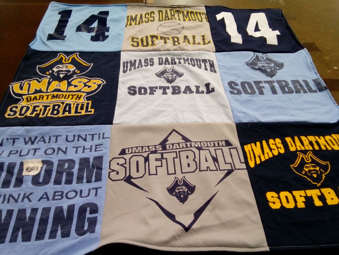 T-shirt quilt featuring umass dartmouth softball by Kaitlyn from MA
