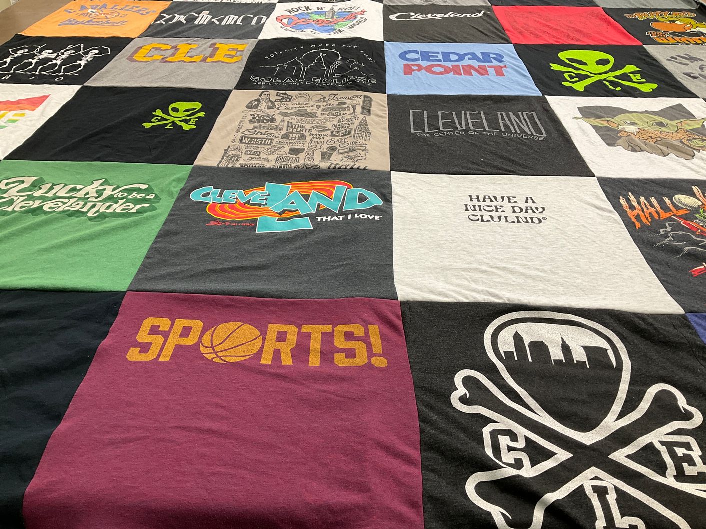 T-shirt quilt with cleveland, amusement parks themes by Colleen from OH