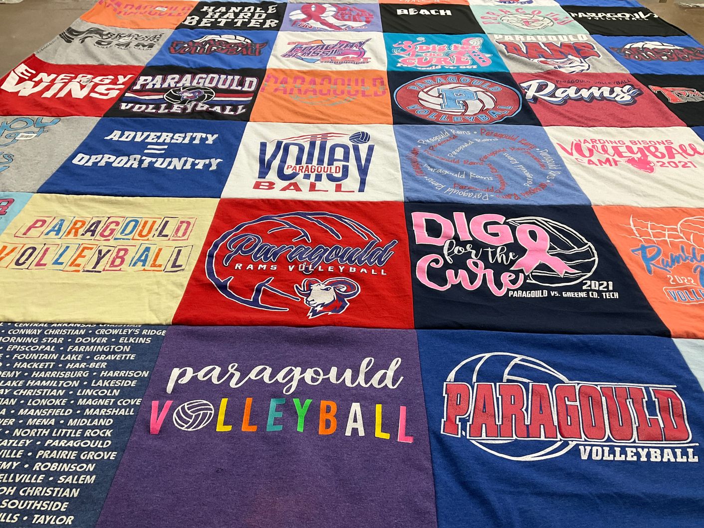 T-shirt quilt featuring paragould rams volleyball by Julie from AR