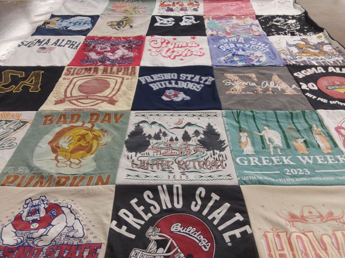 T-shirt quilt featuring fresno state bulldogs by Carrie from CA