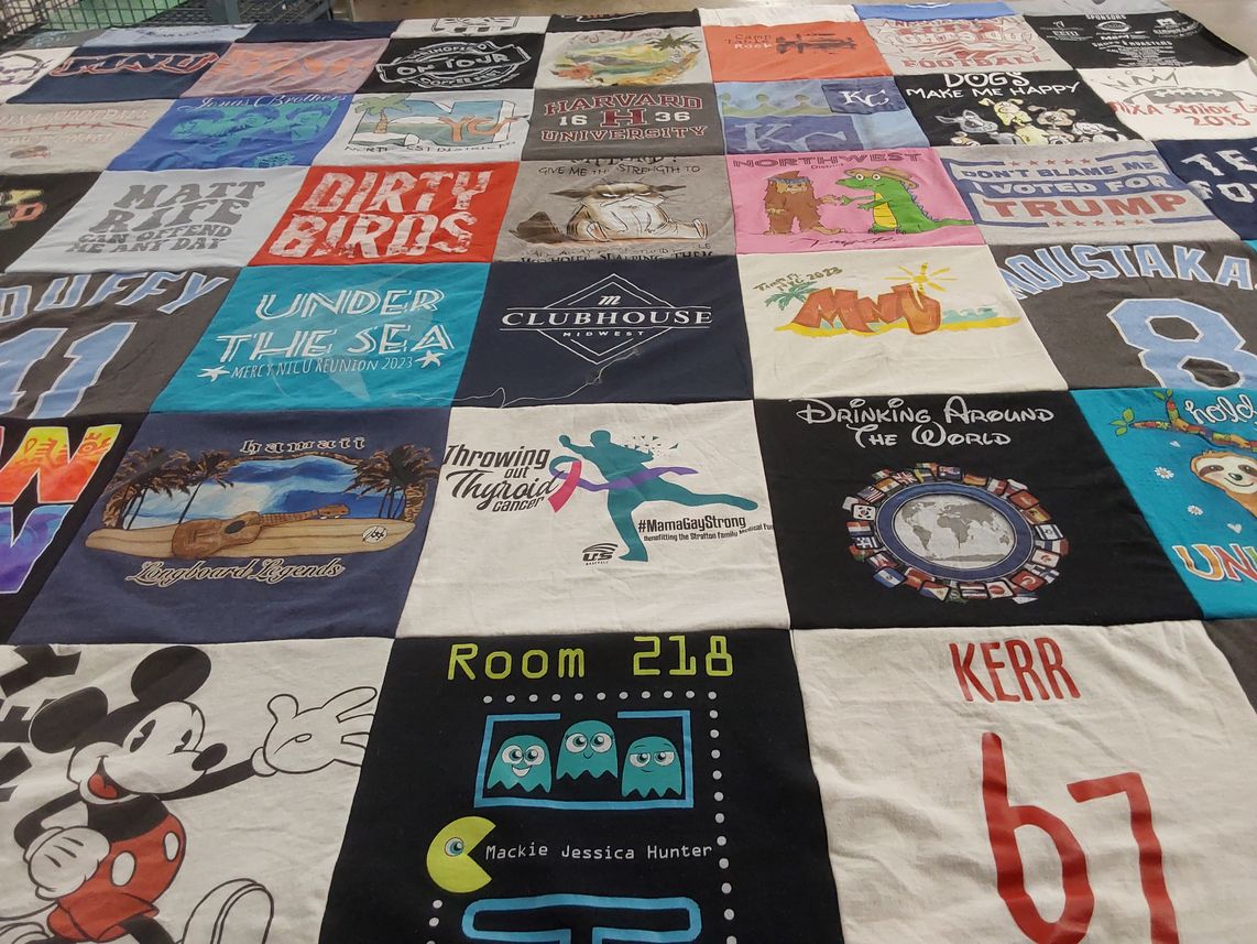 T-shirt quilt from harvard university by Mackenzie from MO