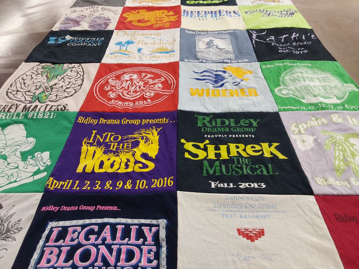 T-shirt quilt from widener university by Margaret from PA