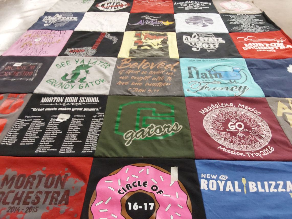 T-shirt quilt featuring morton high school gators by Julia from IL
