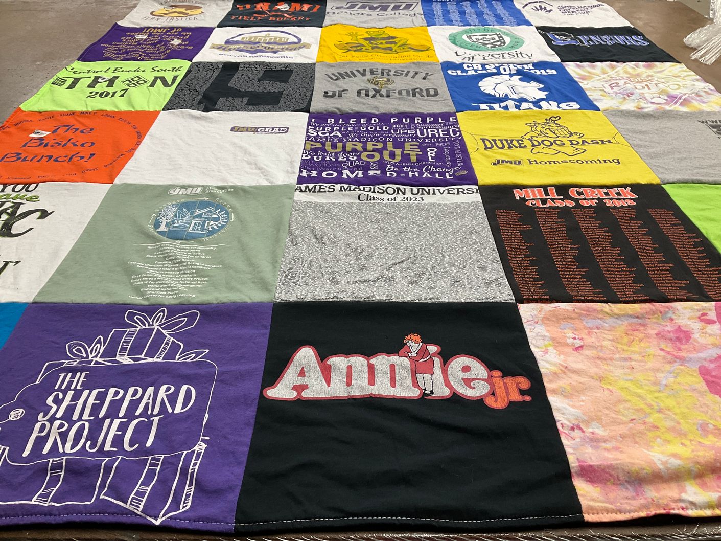 T-shirt quilt from james madison university by Richard from PA