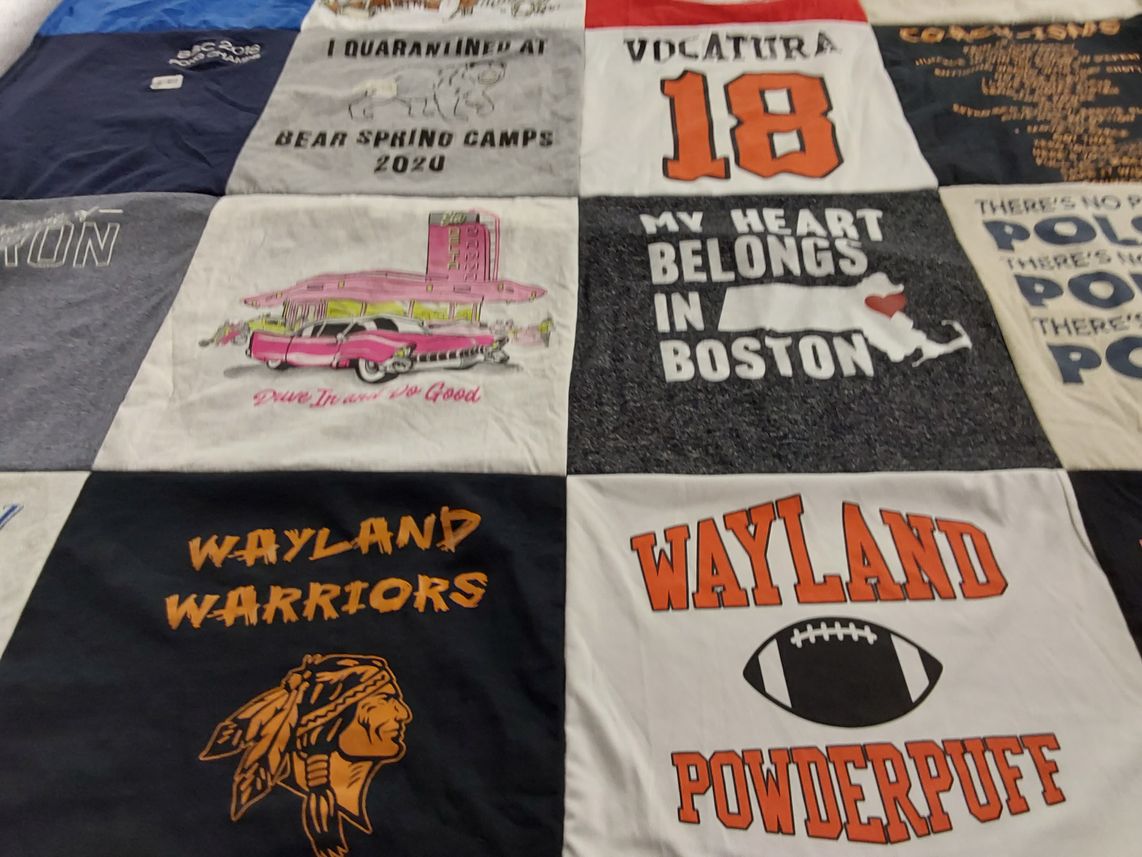 T-shirt quilt featuring wayland high school powderpuff team by Megan from CT