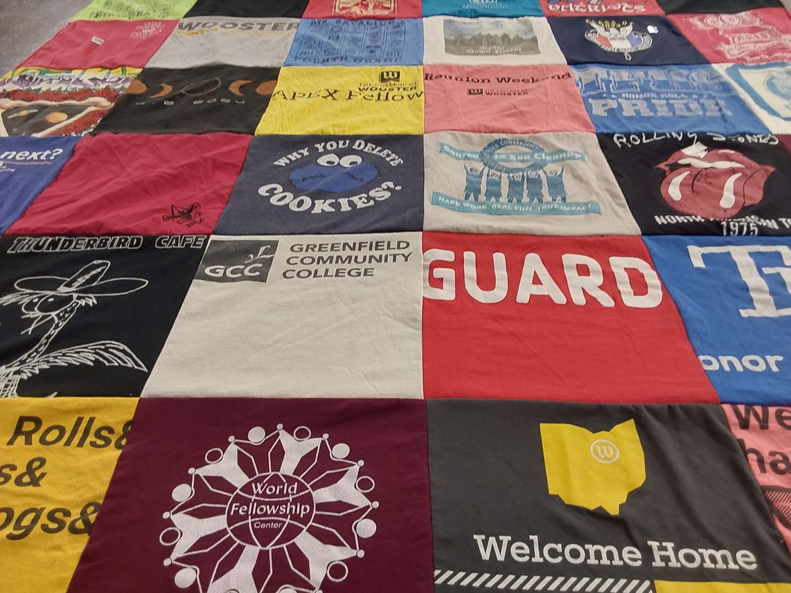 T-shirt quilt from greenfield community college, wooster college by Cary from MA