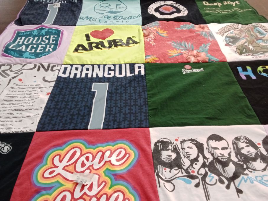T-shirt quilt with travel, beach themes by Amanda from SC