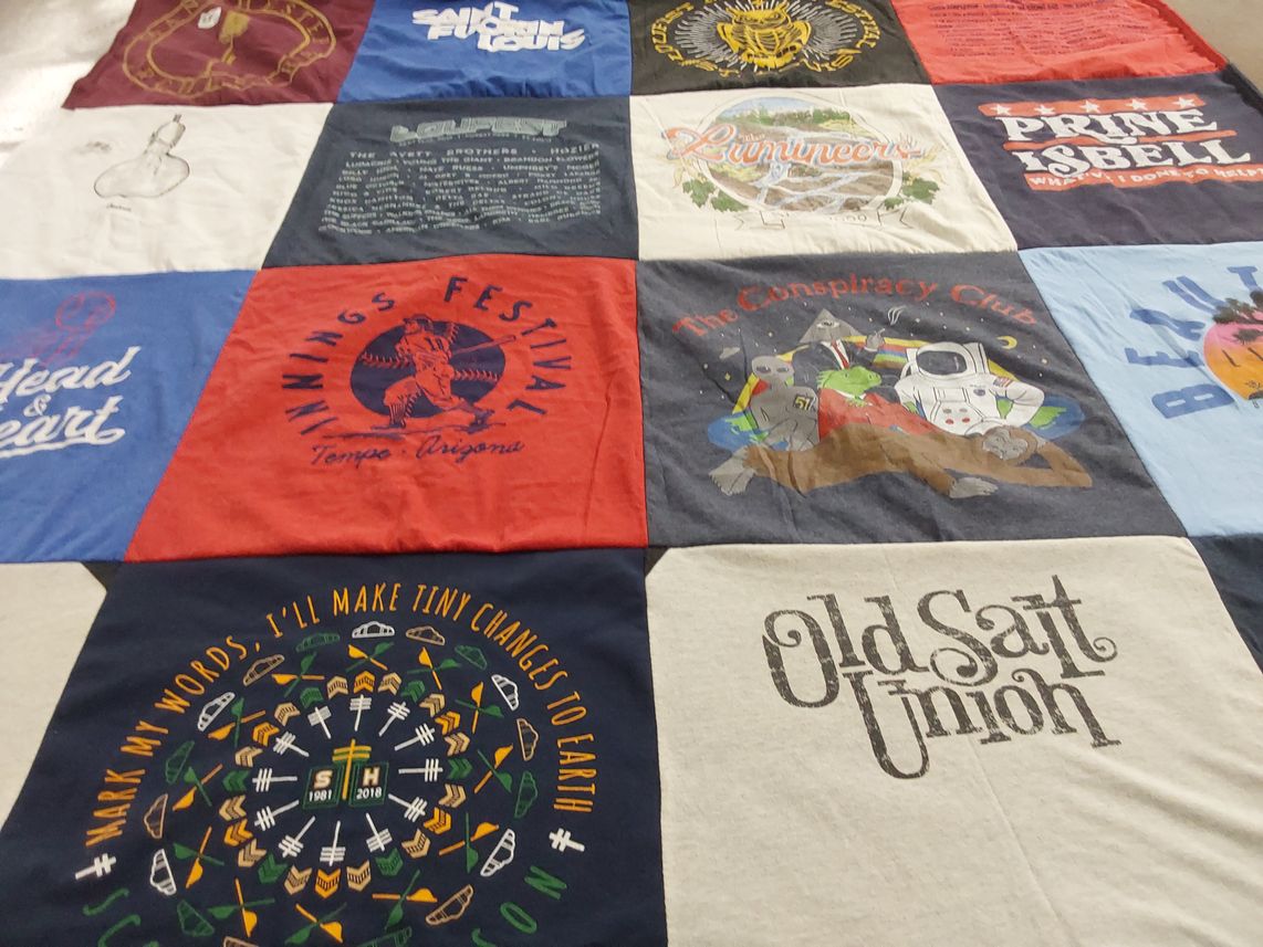 T-shirt quilt with music, festivals themes by Jacob from NV