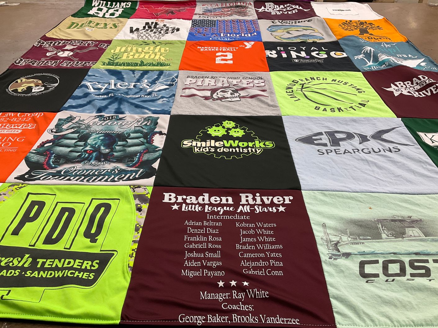 T-shirt quilt featuring braden river little league by Heather from FL