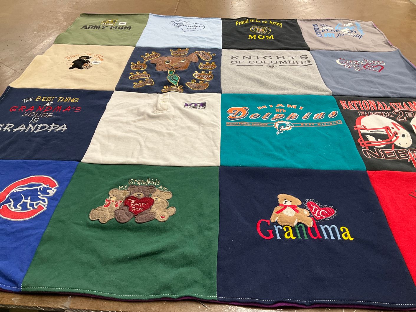 T-shirt quilt featuring miami dolphins, chicago cubs by Richard from NE