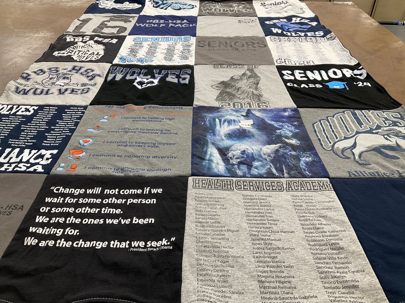 T-shirt quilt featuring wolves by Debbie from CA