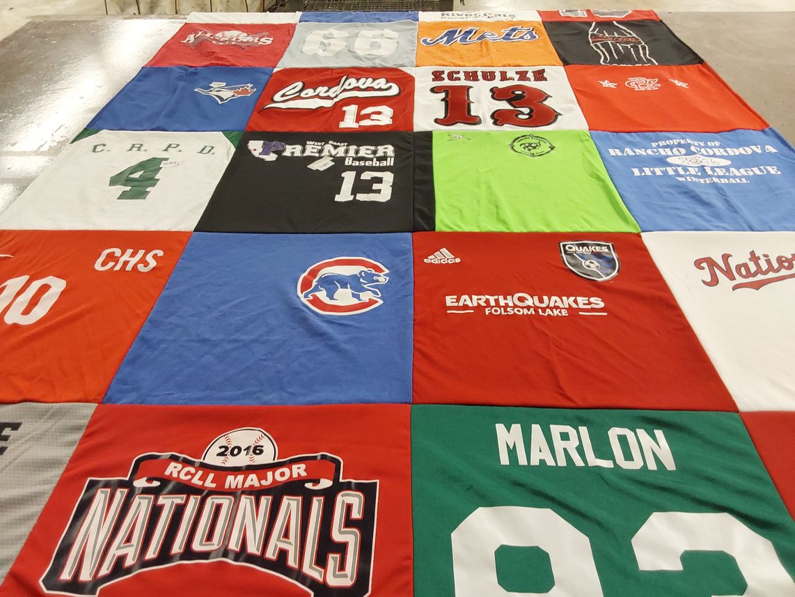 T-shirt quilt featuring san jose earthquakes, chicago cubs by Lisa from CA