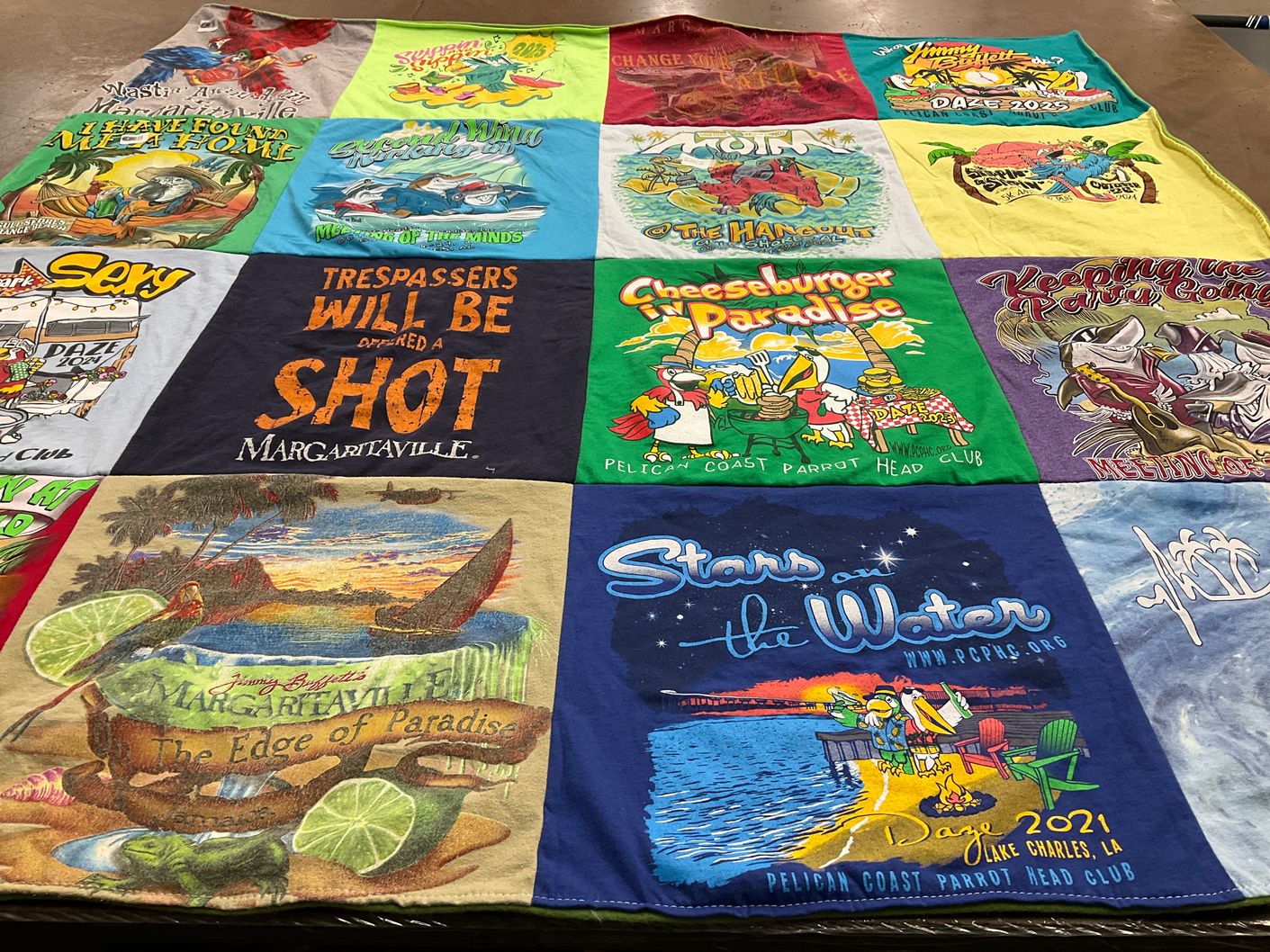 T-shirt quilt with beach, parties themes by Rachel from LA