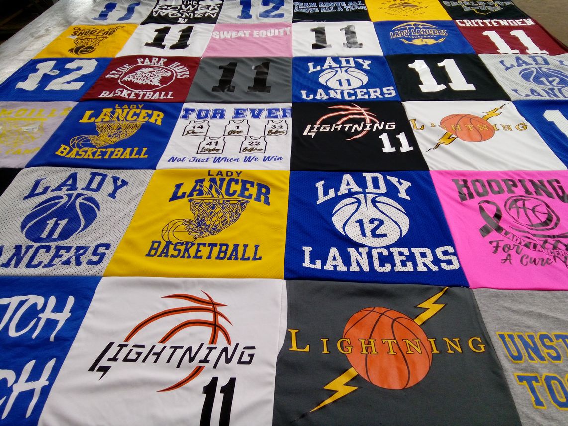 T-shirt quilt featuring lady lancers basketball by Karen from VT