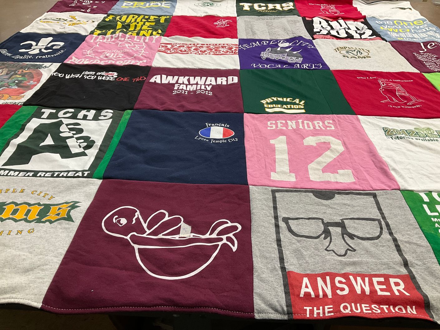 T-shirt quilt from temple city high school by Michelle from CA