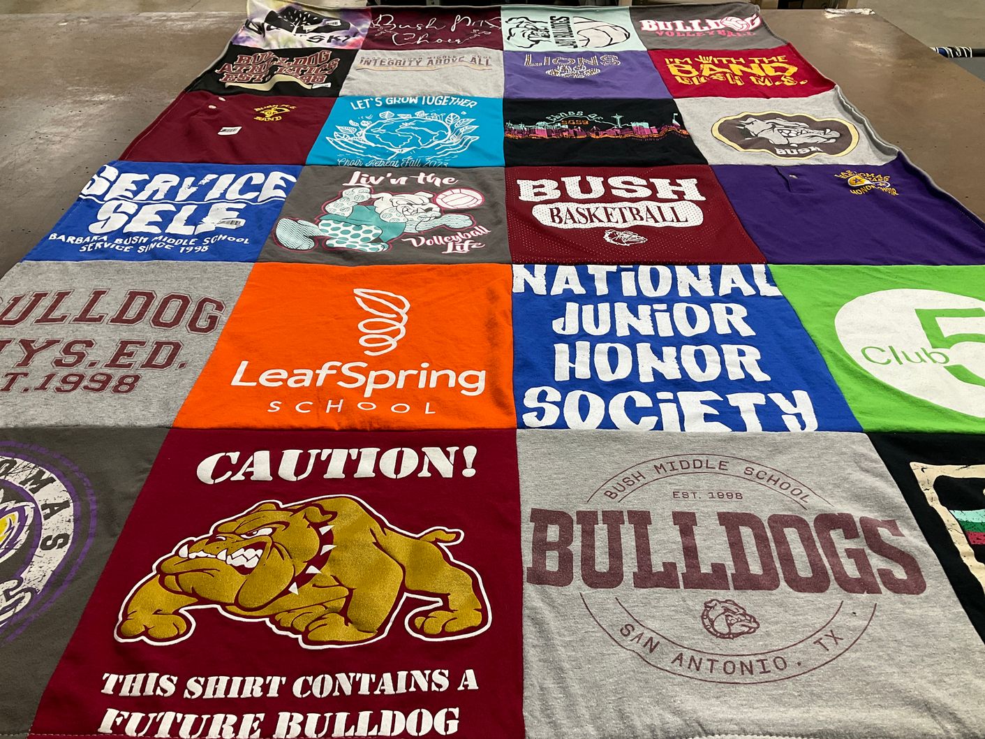 T-shirt quilt featuring bulldogs by Bridgette from TX