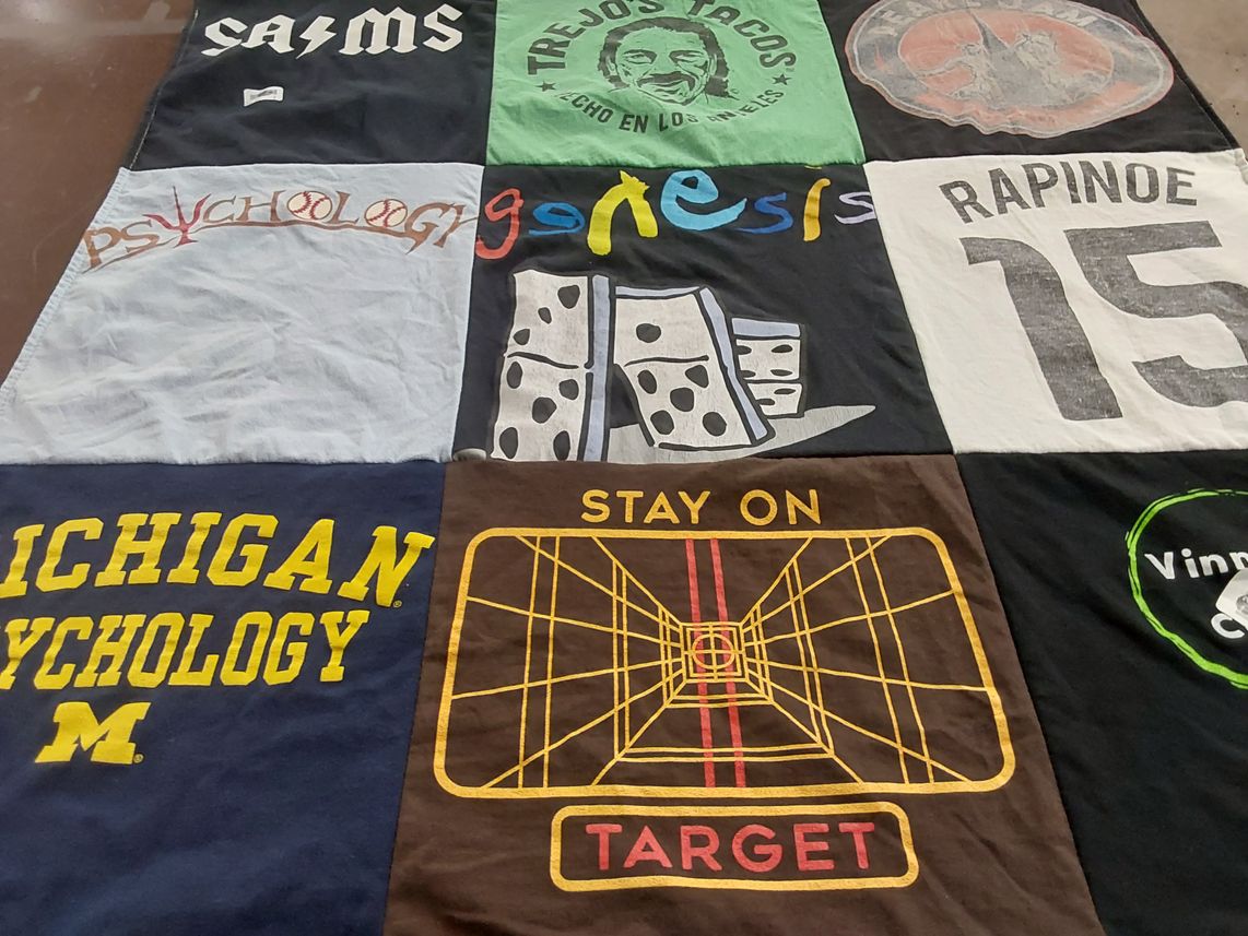 T-shirt quilt from university of michigan by Abigail from MA