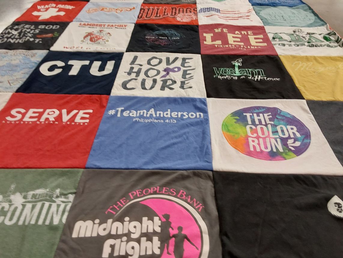 T-shirt quilt from lee university, ctu university by Paula from GA
