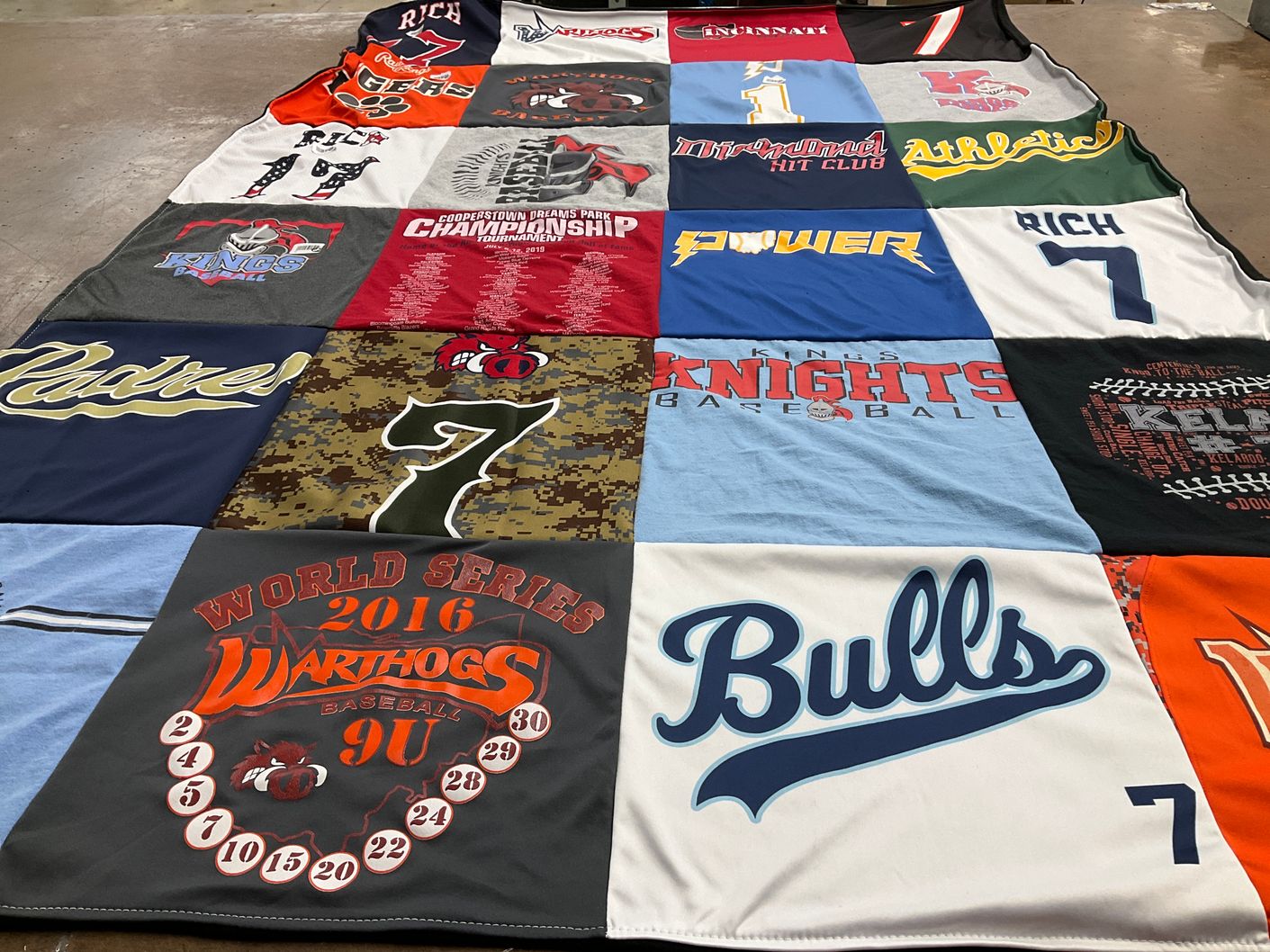 T-shirt quilt featuring warthogs baseball, padres baseball by Kelli from OH