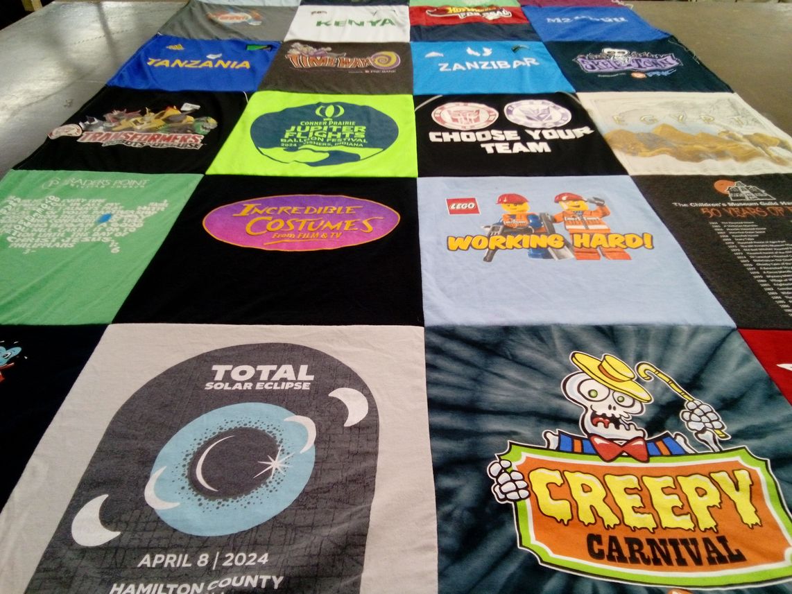 T-shirt quilt with travel, costumes themes by Sierra from IN