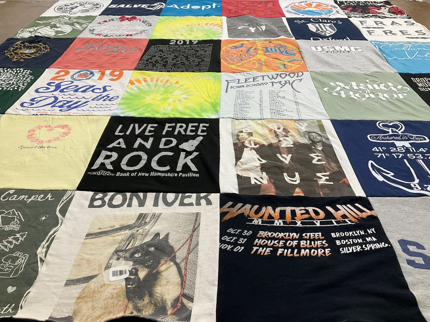 T-shirt quilt with music, events themes by Isabelle from RI