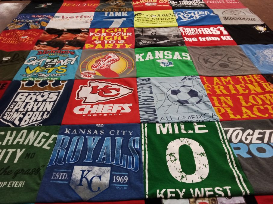 T-shirt quilt featuring kansas city chiefs, kansas city royals by Blair from KS