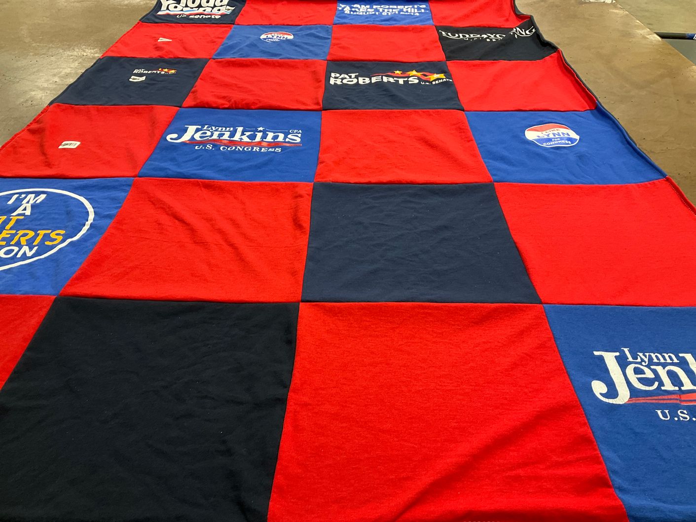 T-shirt quilt with politics themes by Emily from DC