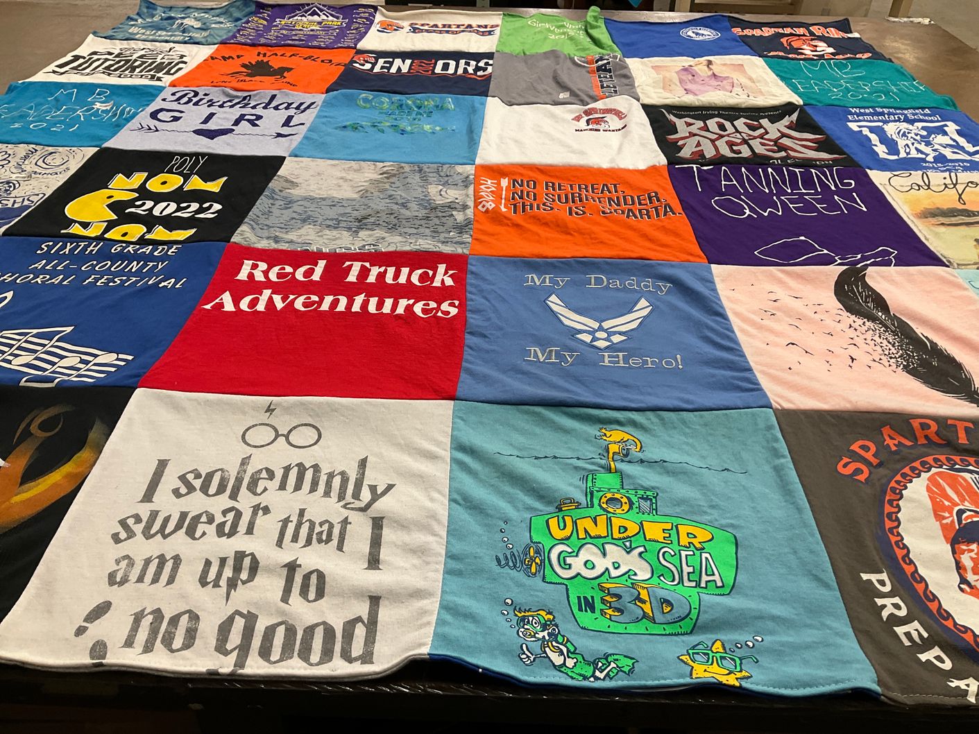 T-shirt quilt featuring spartan preparatory school by Jacqueline from VA