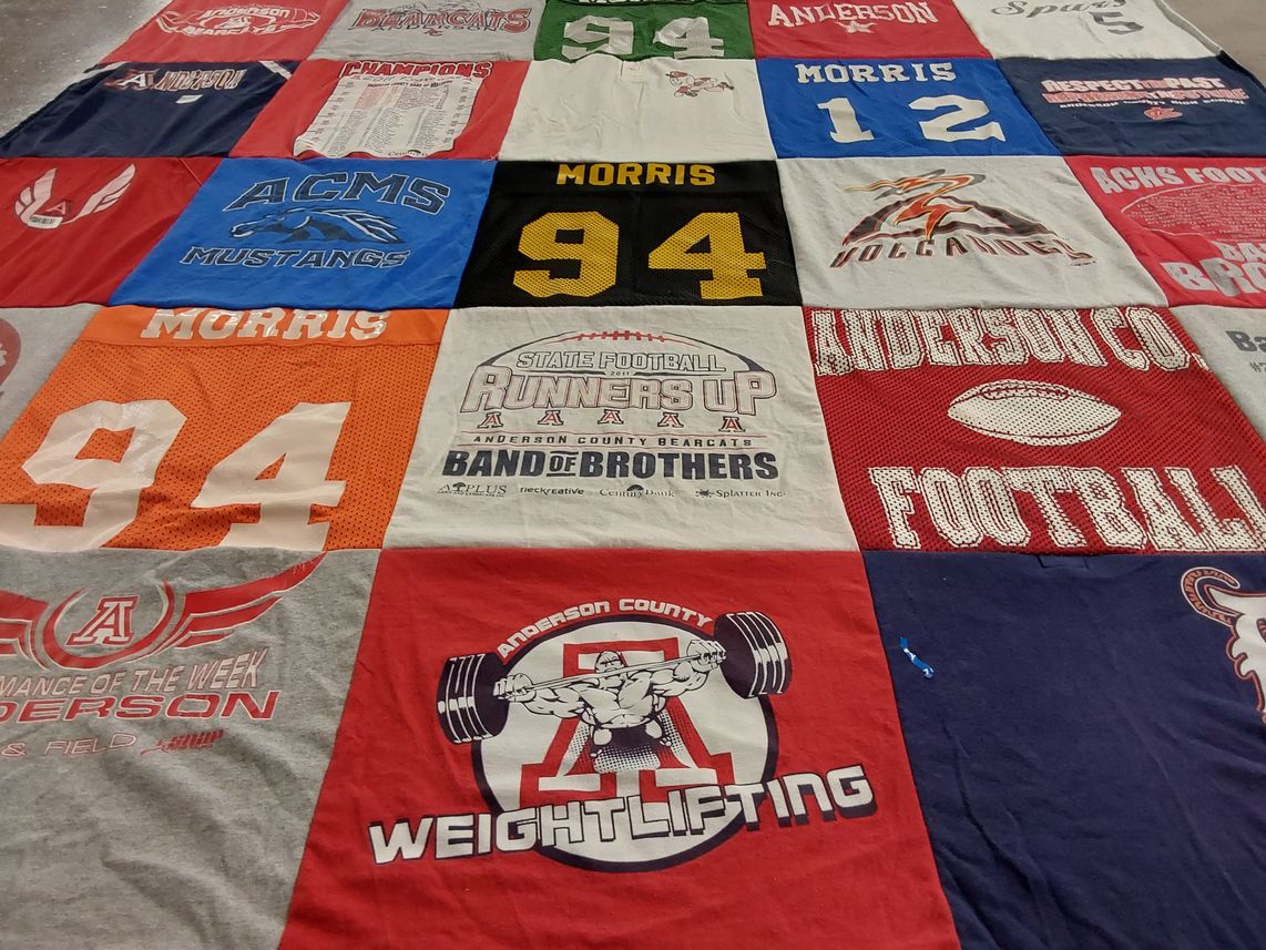 T-shirt quilt featuring anderson county high school football by mackenzie from KY