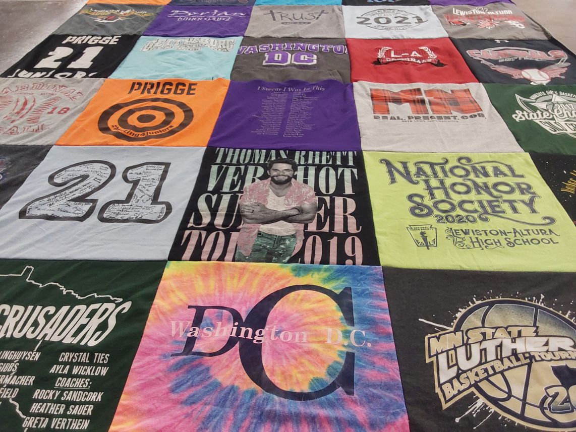 T-shirt quilt featuring minnesota state lutheran basketball by Emily from MN
