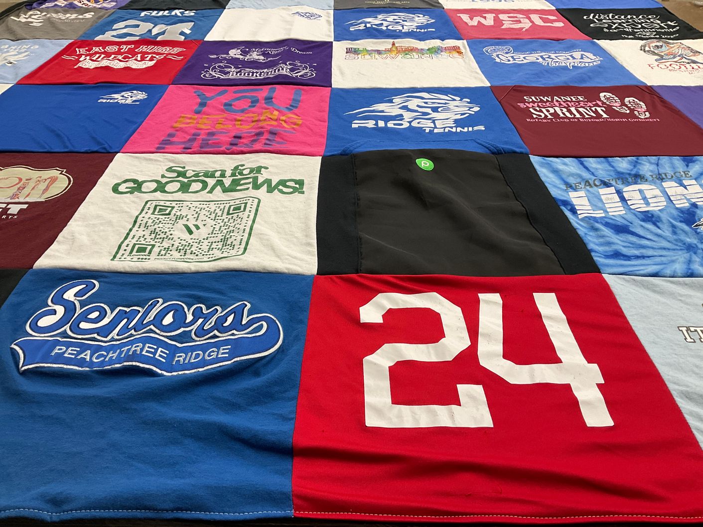 T-shirt quilt from peachtree ridge high school by Suzette from GA