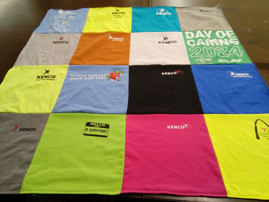 T-shirt quilt with community service, charity events themes by Cheryl from TN