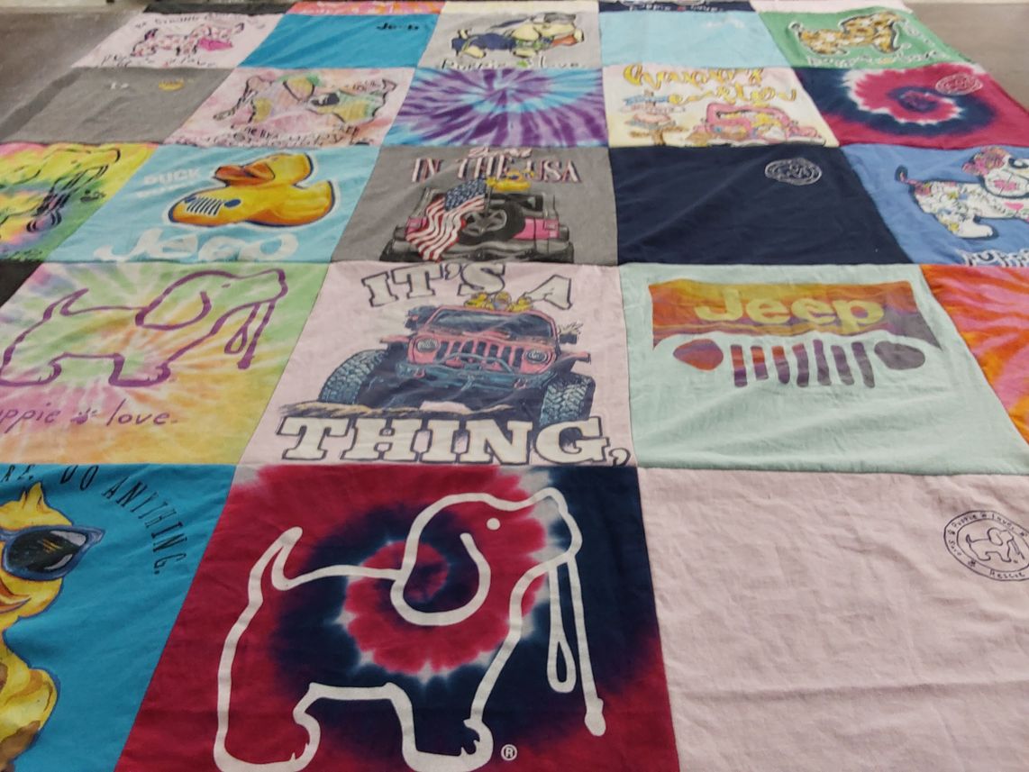 T-shirt quilt with outdoors, travel themes by Cheryl from TN