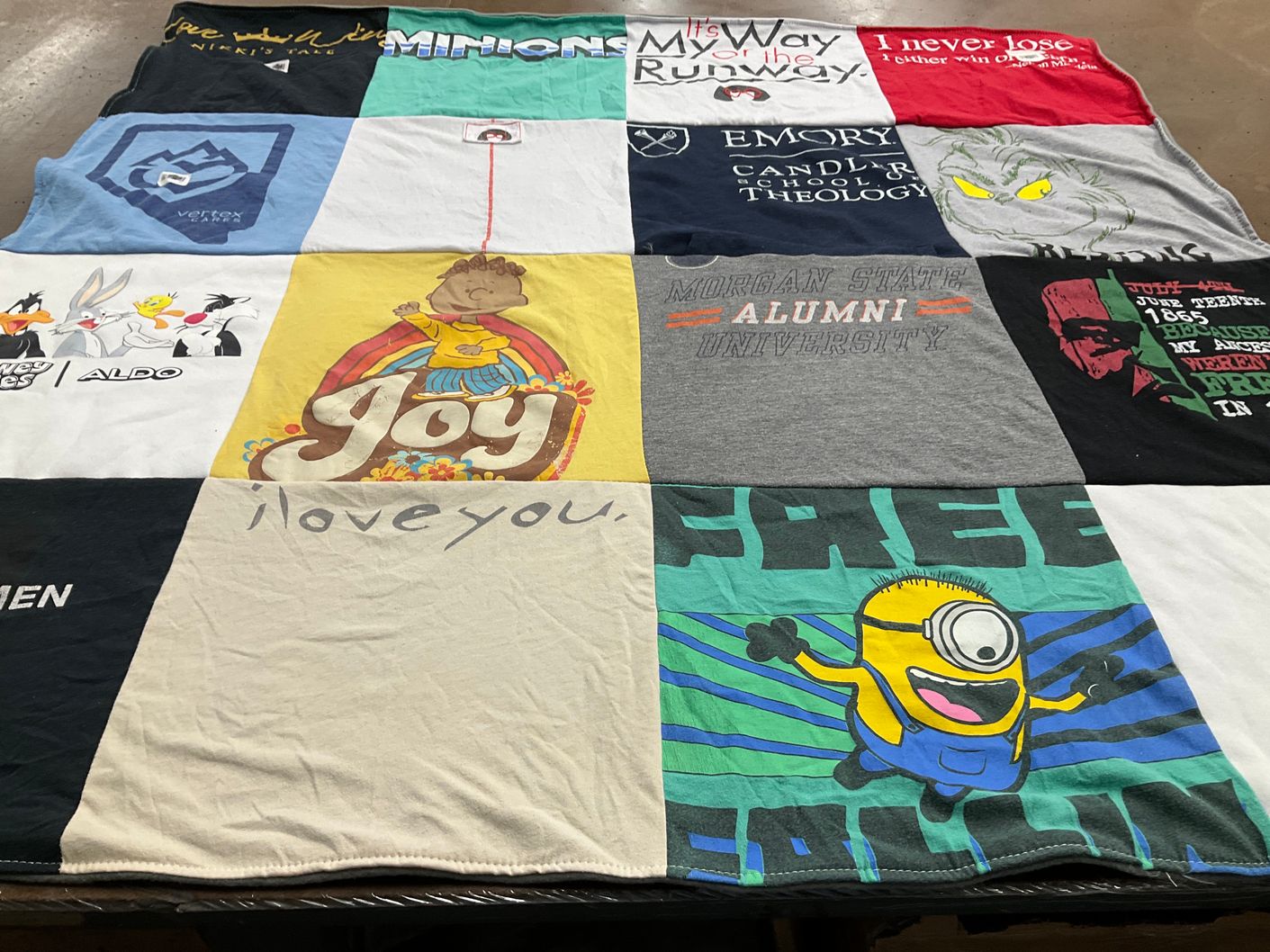 T-shirt quilt from emory university, morgan state university by Dione from PA