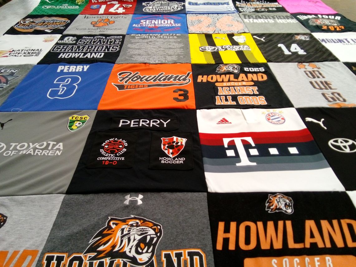 T-shirt quilt featuring howland tigers, howland soccer by Alesha from OH