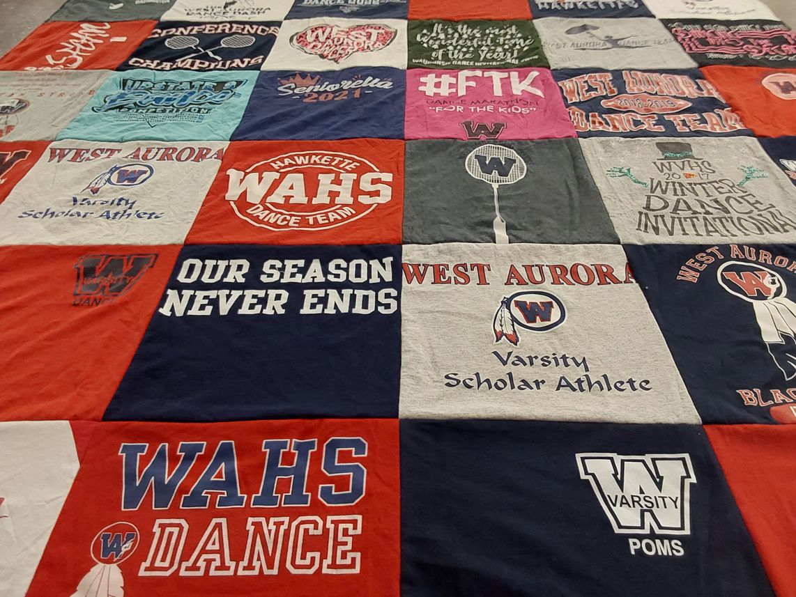 T-shirt quilt from west aurora high school by Kelly from IL