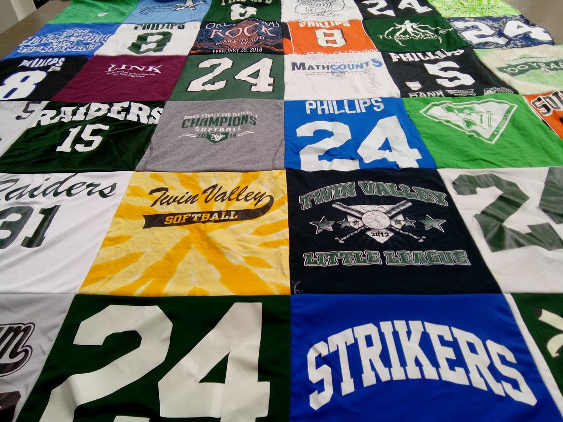 T-shirt quilt featuring twin valley softball, raiders by Tracy from PA