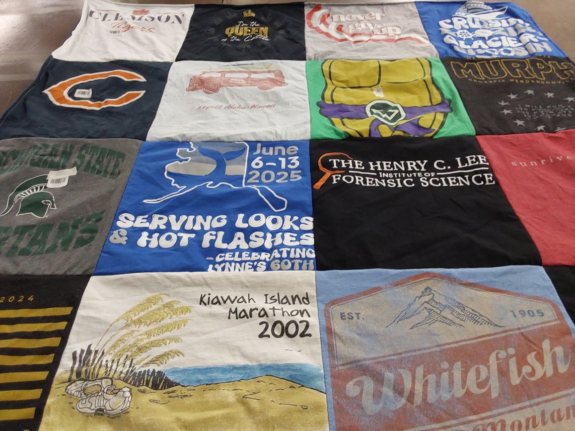 T-shirt quilt from clemson university, michigan state university by Katrina from SC