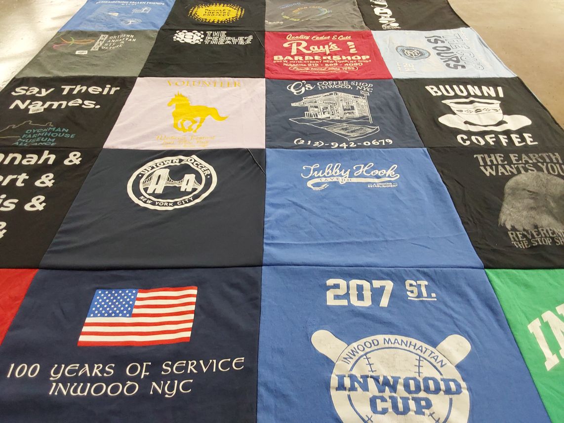 T-shirt quilt with community, service themes by Lonnie from NY