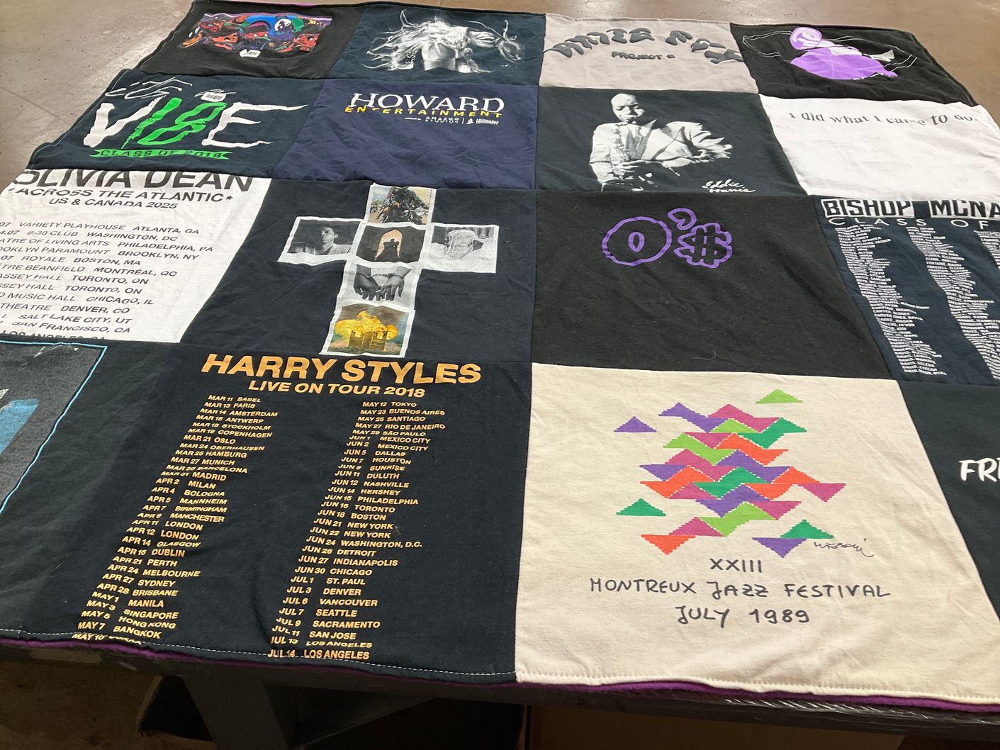 T-shirt quilt with music, concerts themes by Yvonne from VA
