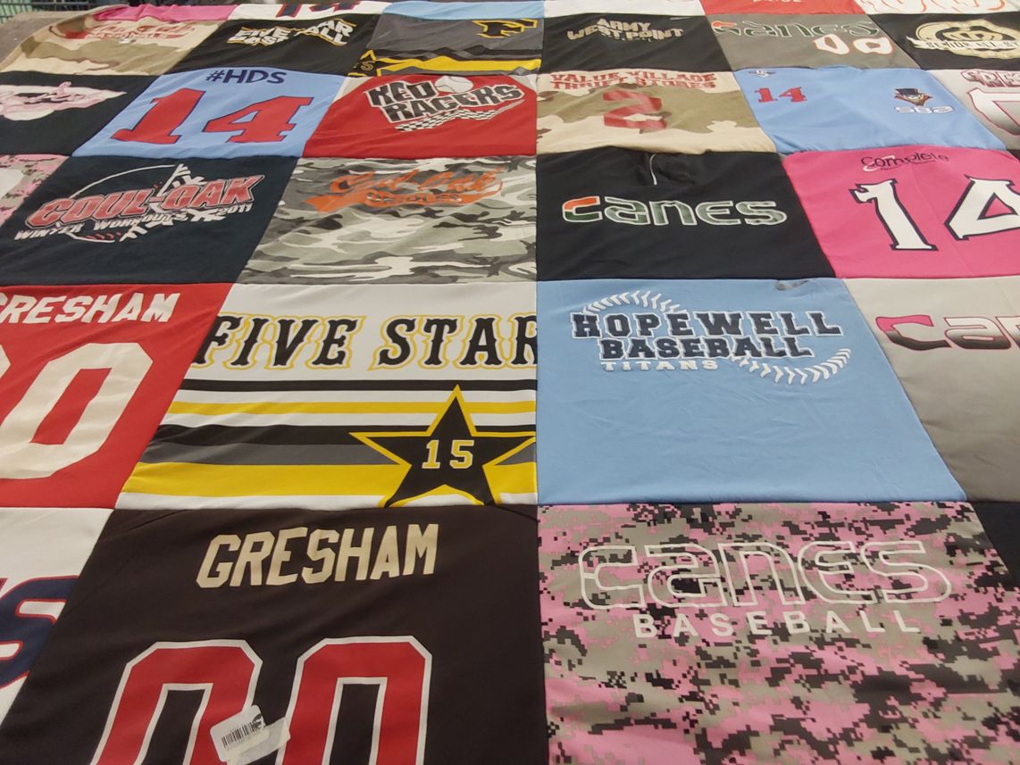 T-shirt quilt featuring hopewell baseball titans, canes baseball by Debbie from NC