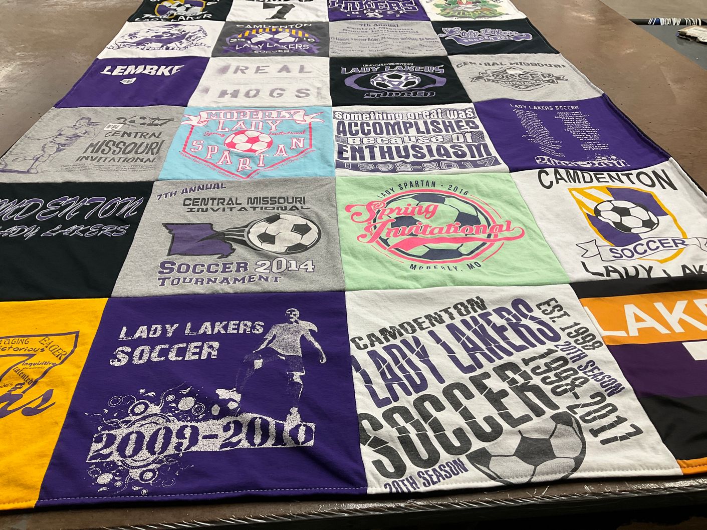 T-shirt quilt featuring camdenton lady lakers soccer by Renee from MO