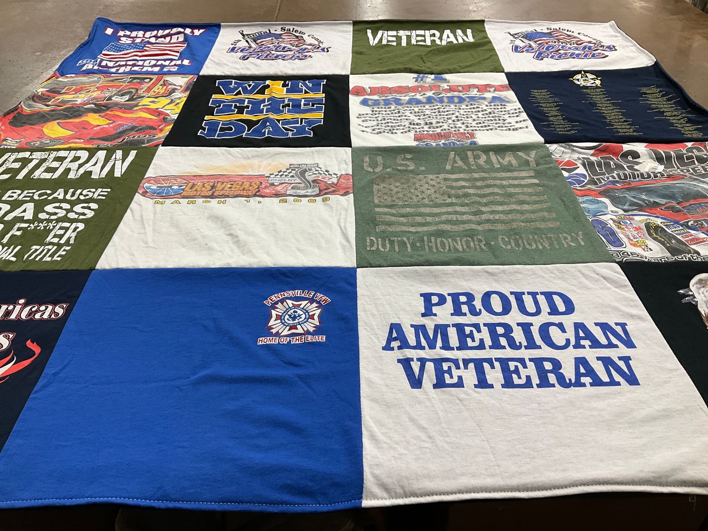 T-shirt quilt with military, veterans themes by Ben from NJ